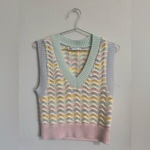 Zara V-Neck Sweater Vest in Pastel Hues